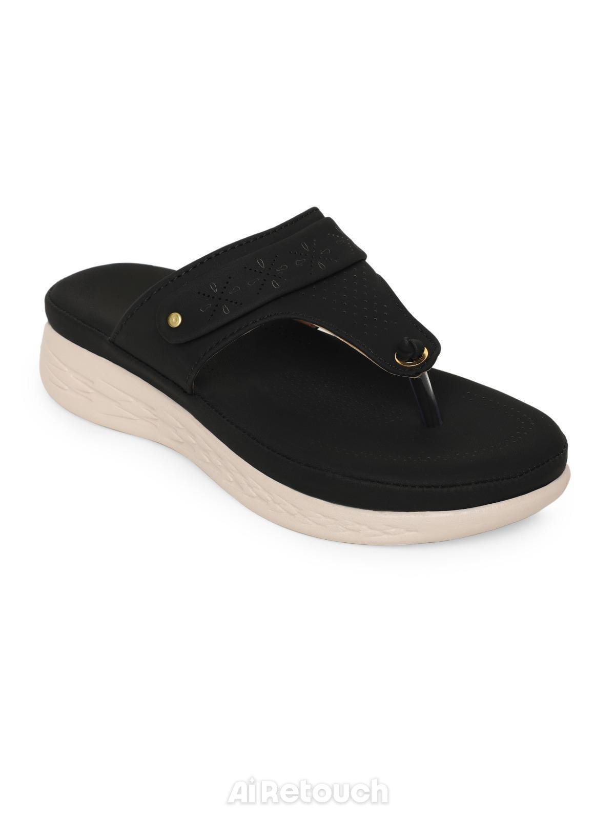 Nekmo Fashion  womens talot Black thong-wedges